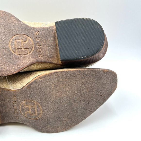 Roper Size 10 Short Stuff Tan Light Brown Faux Vegan Leather Western Ankle Boots - Picture 11 of 15